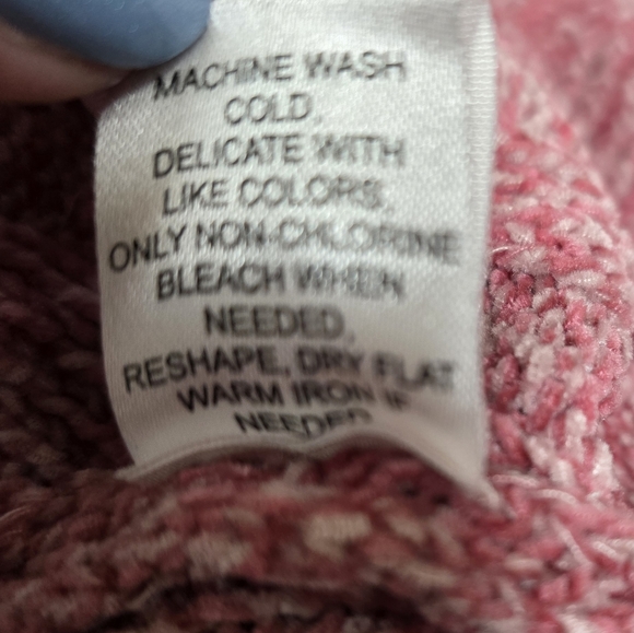 La Heart Pink Marled Ribbed Crop Sweater Dolman Sleeve V-Neck Boho Small Cozy - Picture 5 of 5